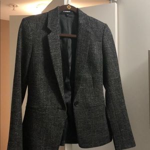 Grey blazer with white detailing